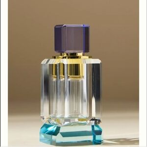 Anthropologie Cut Glass Perfume Bottle - clear, purple, aqua